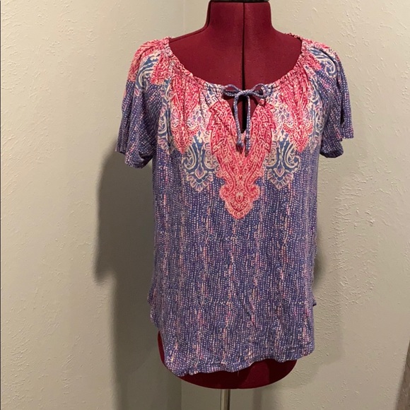 Lucky Brand, key hole tie front shirt - Picture 4 of 6